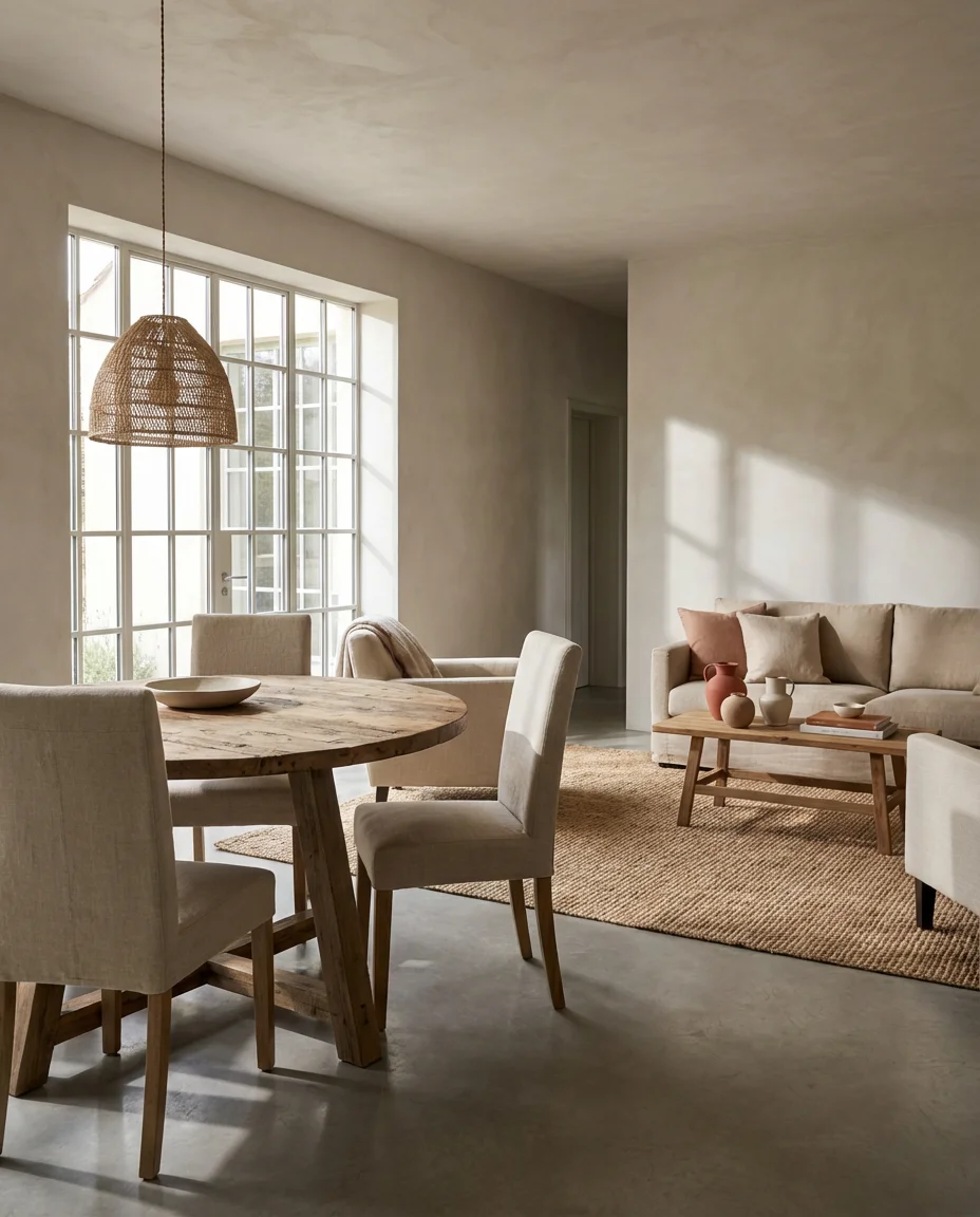 Integrated Dining Area in a Minimalist Living Room 1