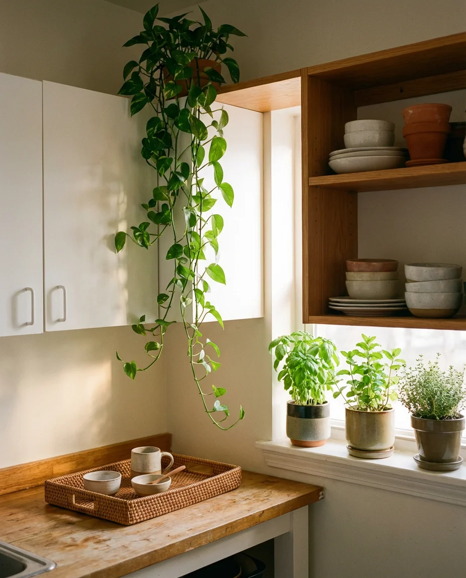 Kitchen Decor With Plants and Natural Textures 1