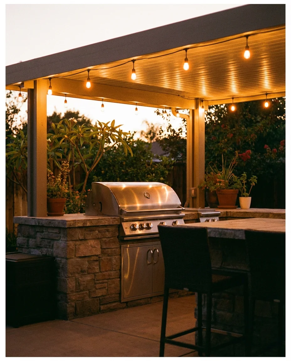 Kitchen Patio With Bar-Seating and Overhead Cover 2