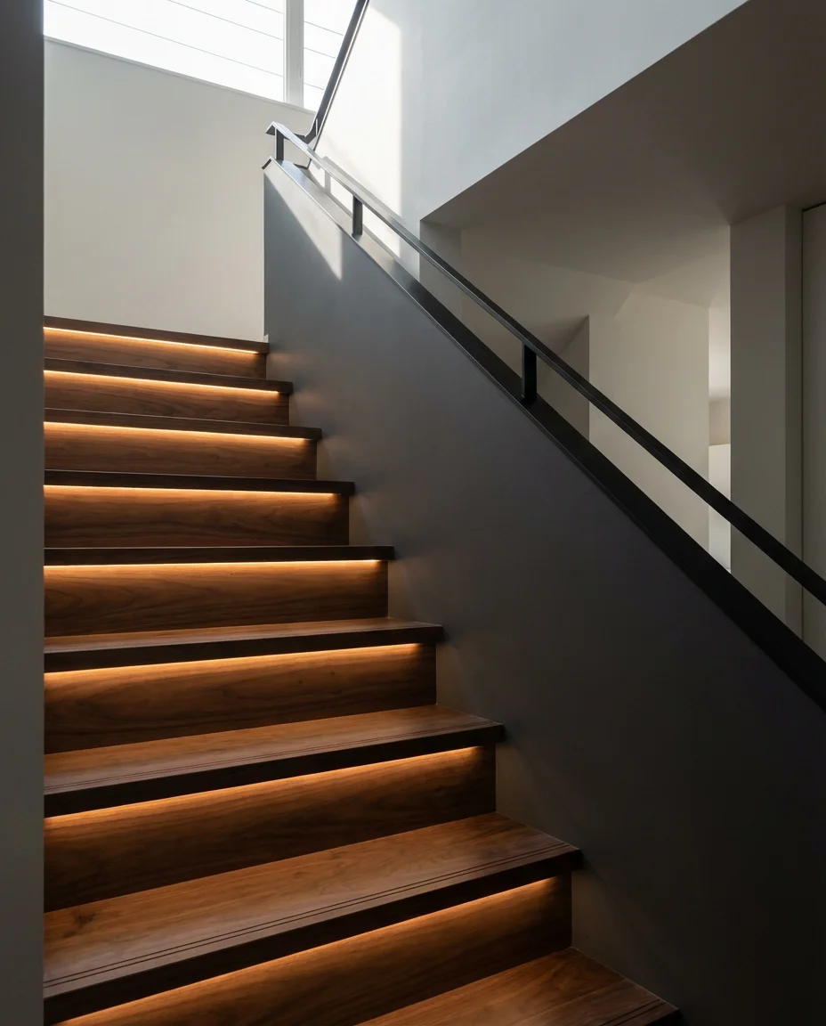 LED Strip Lighting Under a Stair Rail 2