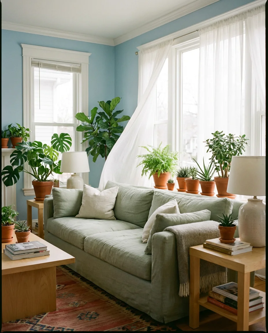 Light and Airy Blue with Soft Green Botanicals 1