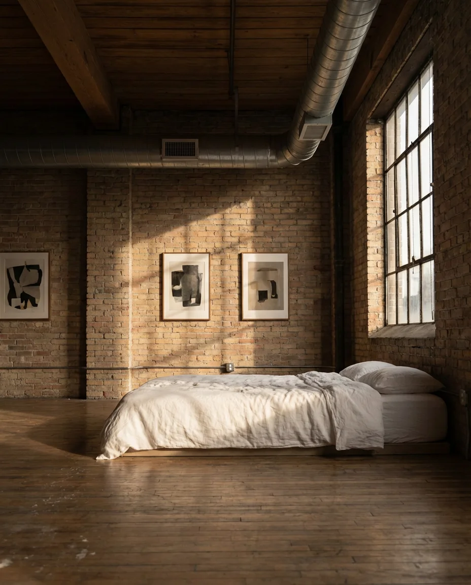 Loft Bedroom with Exposed Brick and Industrial Edge 2