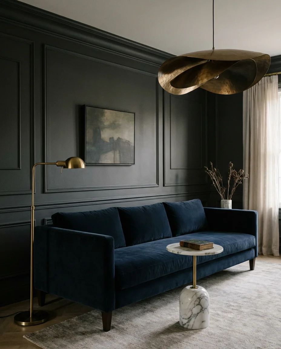 Luxury Living Room With Velvet and Marble 1