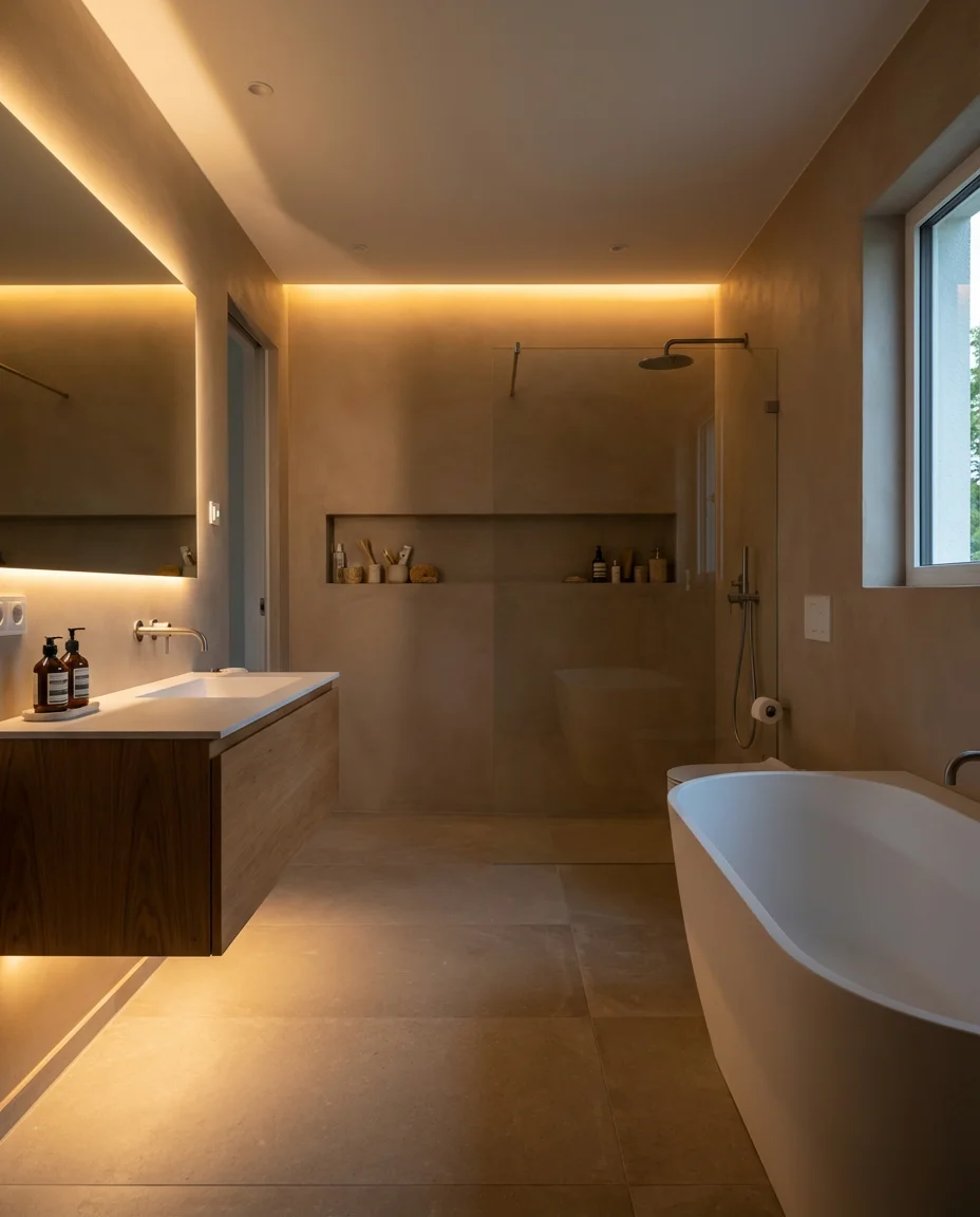Luxury Modern Bathroom with Integrated Lighting 1