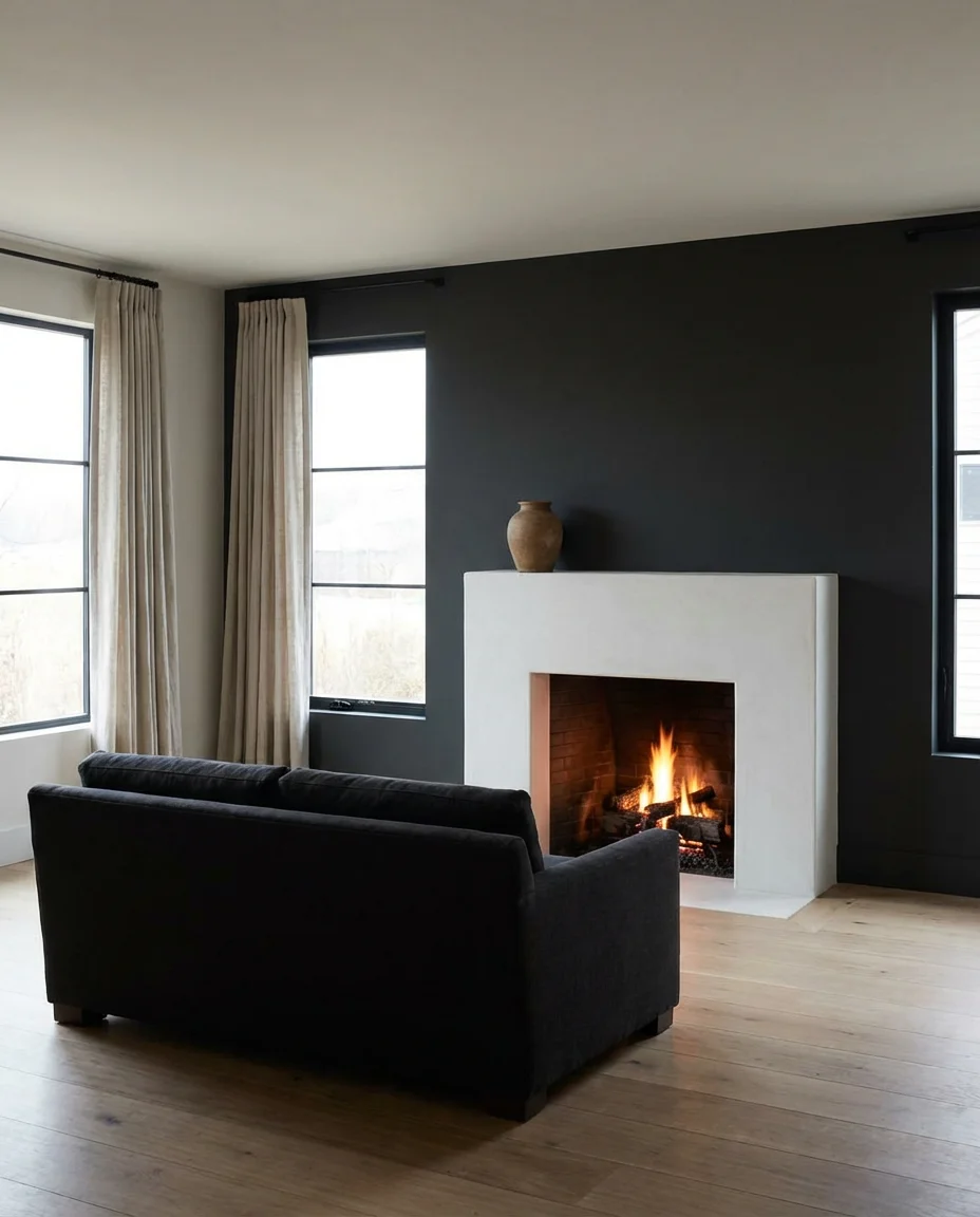 Minimalist Living Room with Fireplace as Focal Point 1