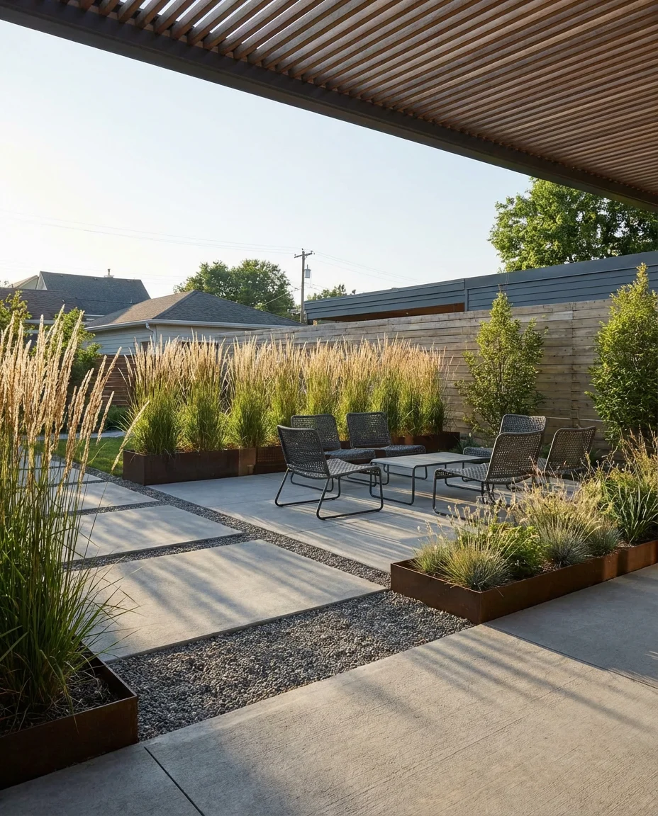 Modern Backyard with Concrete and Steel 1