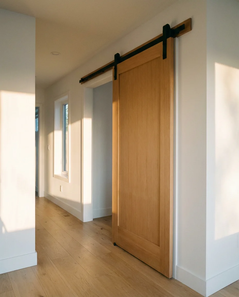 Modern Barn Door With Black Hardware 1
