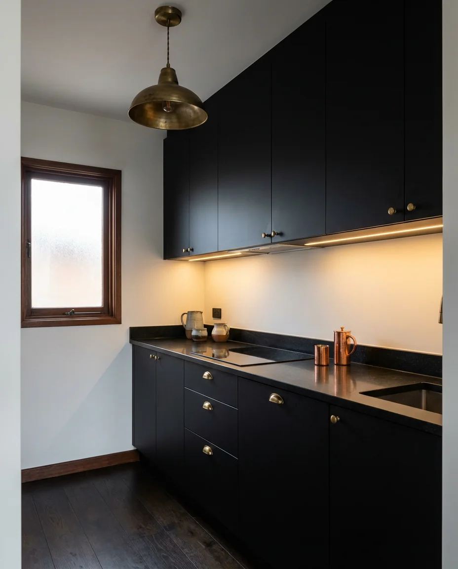 Modern Black Kitchen in a Tiny Apartment 1