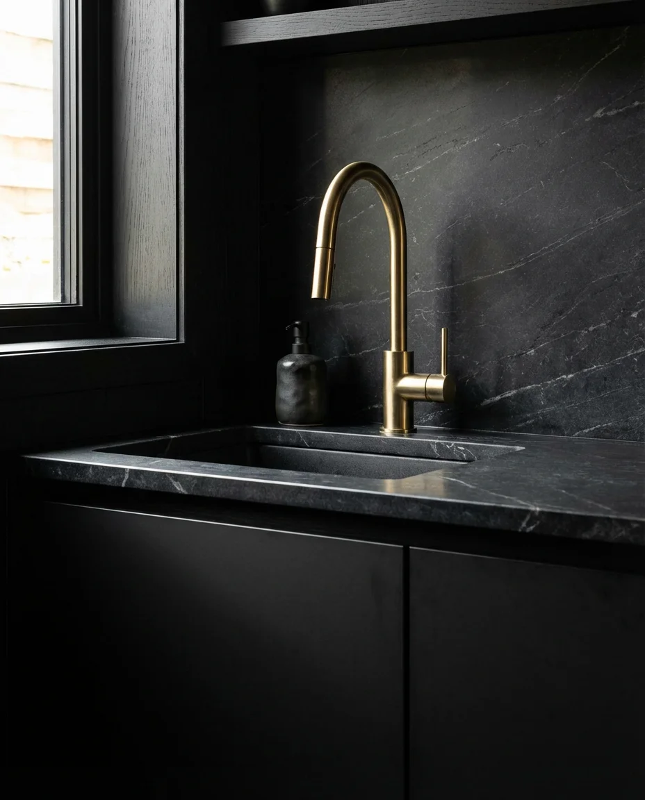 Modern Black Kitchen in a Tiny Apartment 2