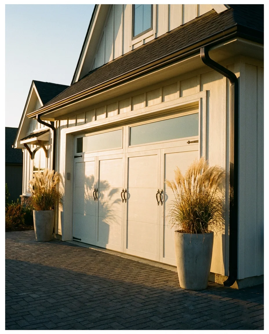 Modern Farmhouse Garage Door with Black Trim 2