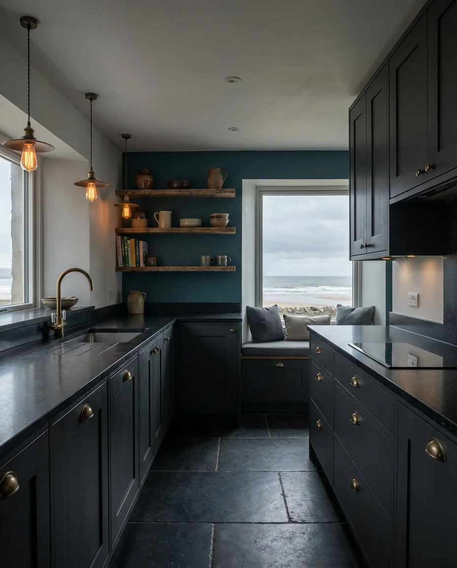 Moody Dark Coastal Kitchen 1