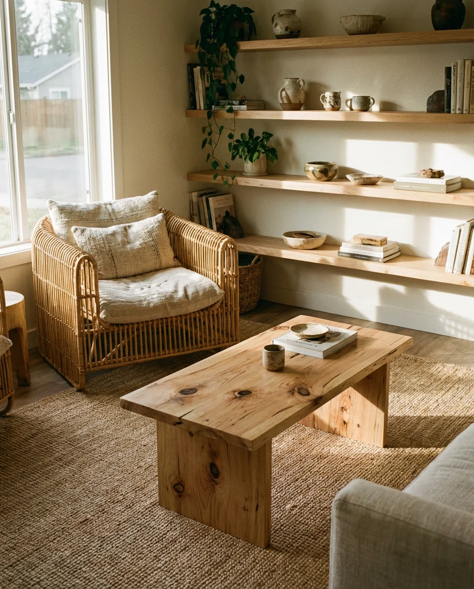 Moody Green Plant-Filled Living Room 1