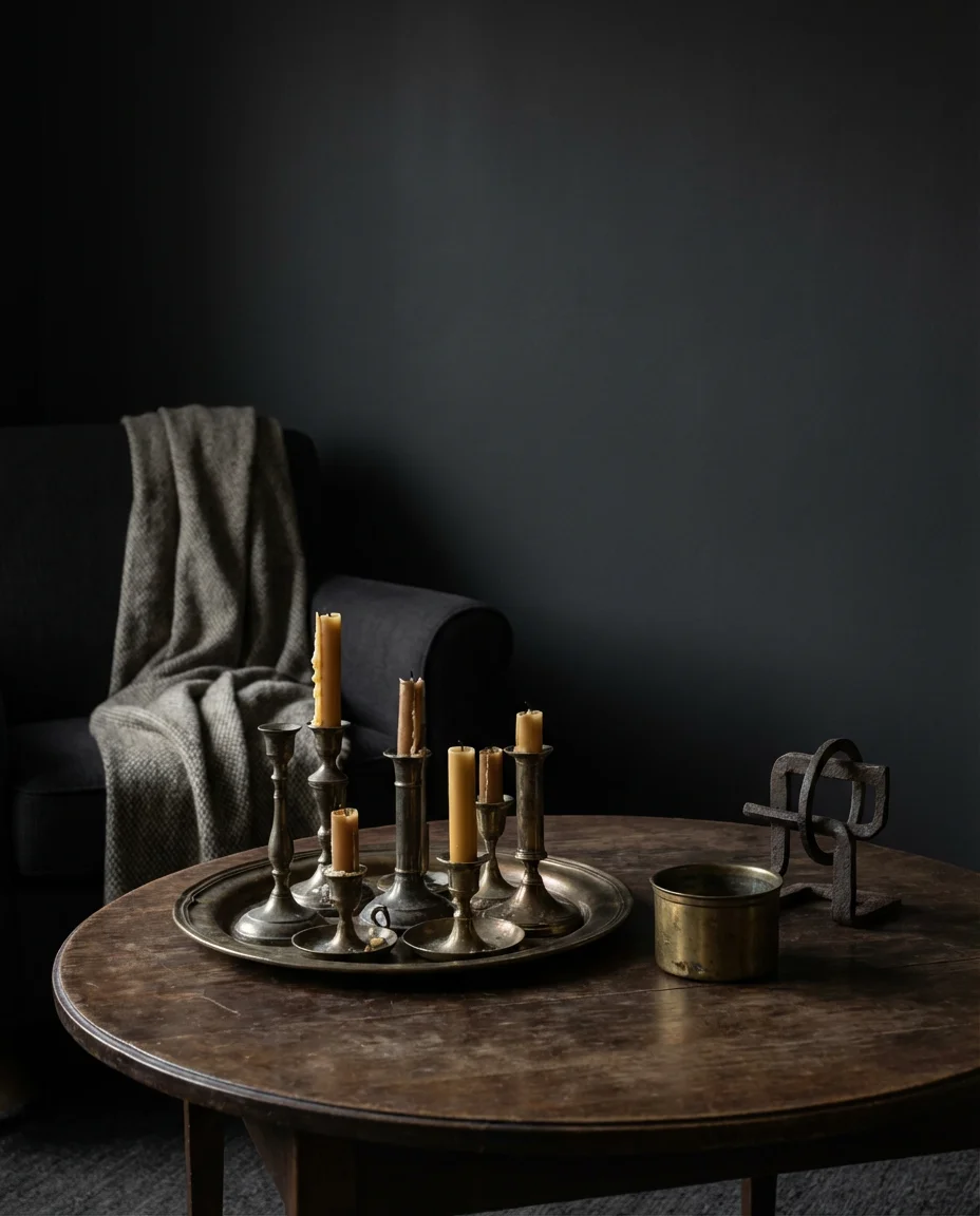 Moody Living Room Inspo With Mixed Metals 2