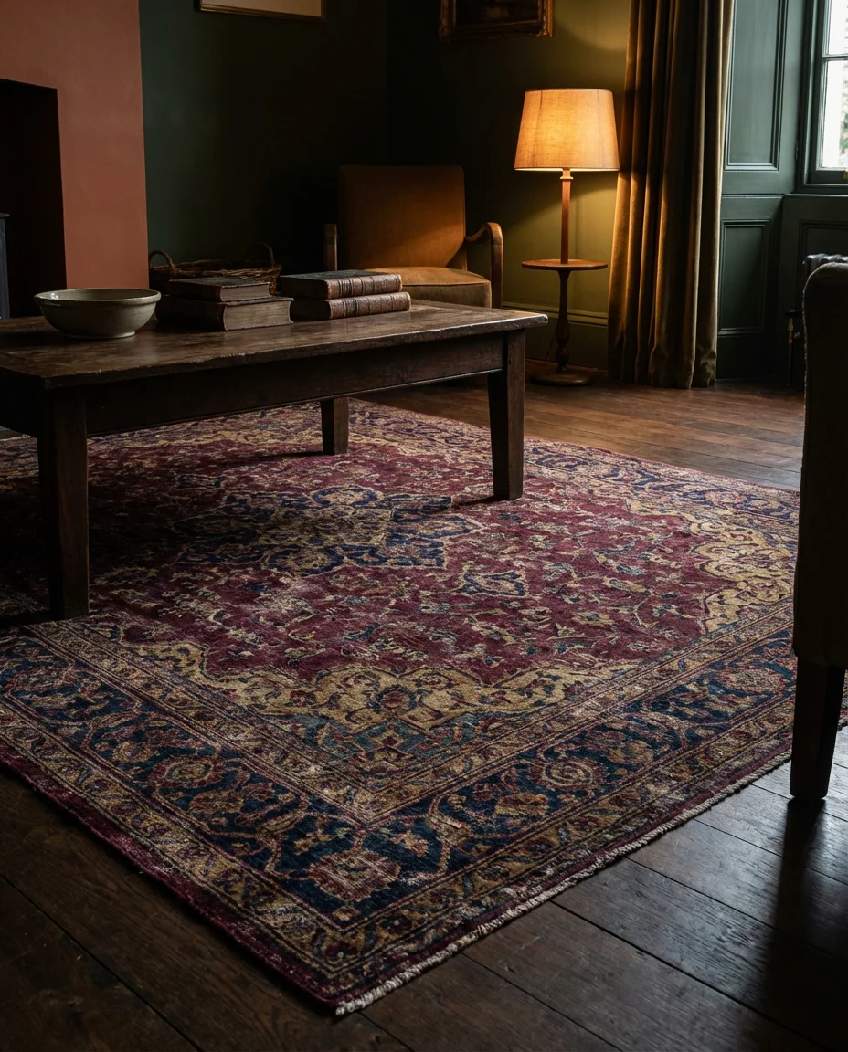 Moody Living Room With a Statement Rug 1