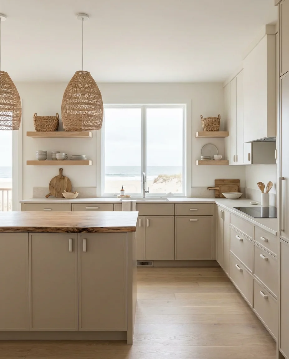 Neutral Coastal Kitchen with Natural Materials 1