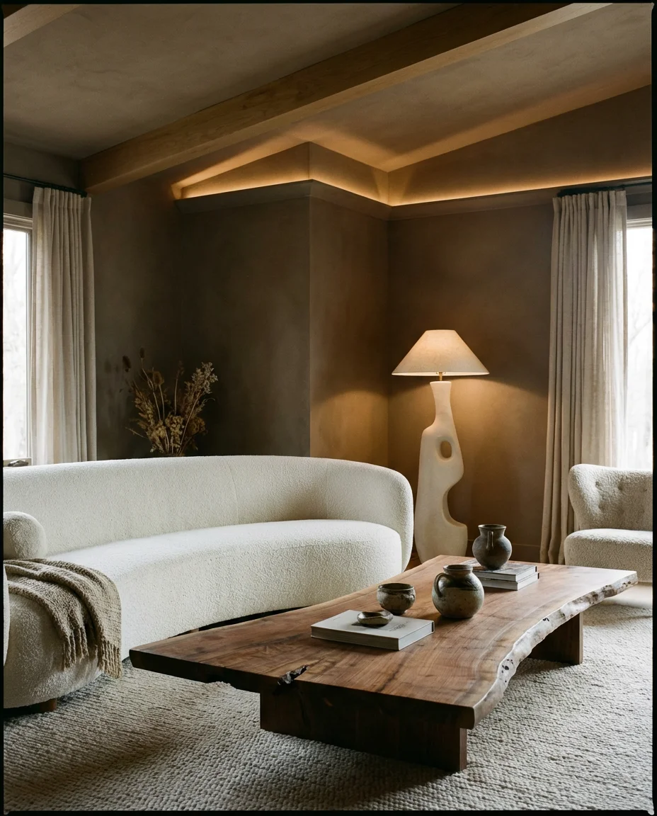 Organic Modern Moody Room With Sculptural Furniture 1
