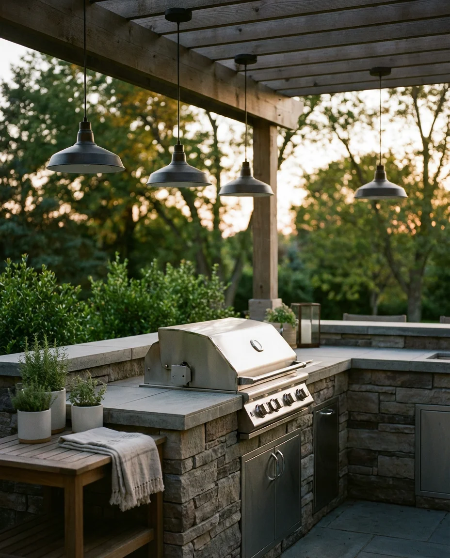 Outdoor Kitchen With Grill and Counter Space 1
