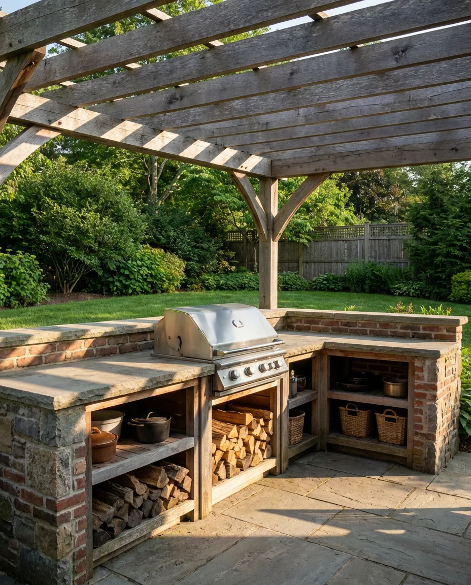 Outdoor Kitchen With Grill and Counter Space 2