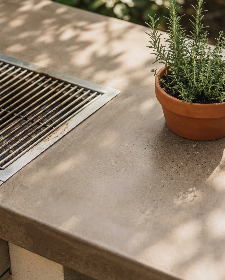 Patio Kitchen With Concrete Countertop and Grill 2