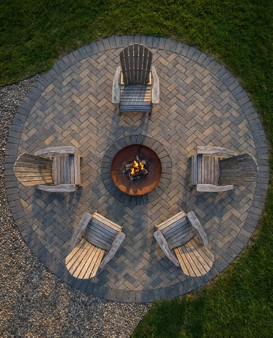 Paver Patio With Fire Pit Circle 1