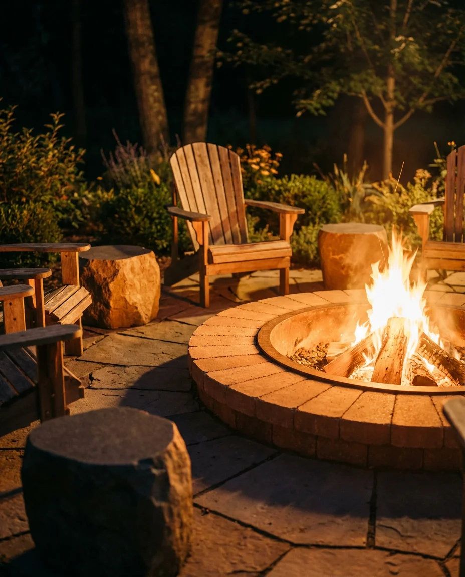 Paver Patio With Fire Pit Circle 2