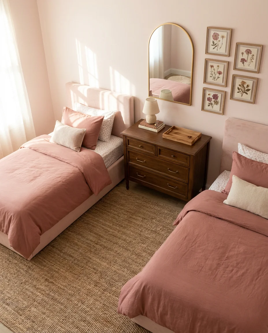 Pink Twin Bedroom for a Dreamy Girls' Space 1