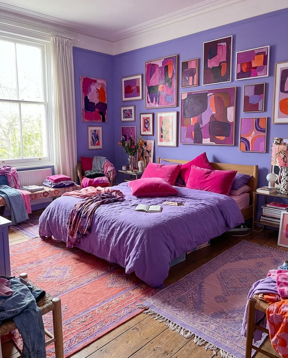 Pink and Purple Maximalist Bedroom 1