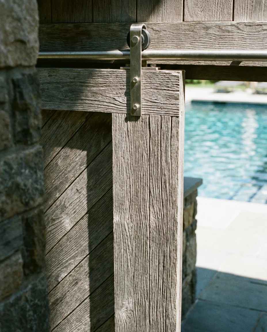 Pool House Barn Door With Coastal Style 2