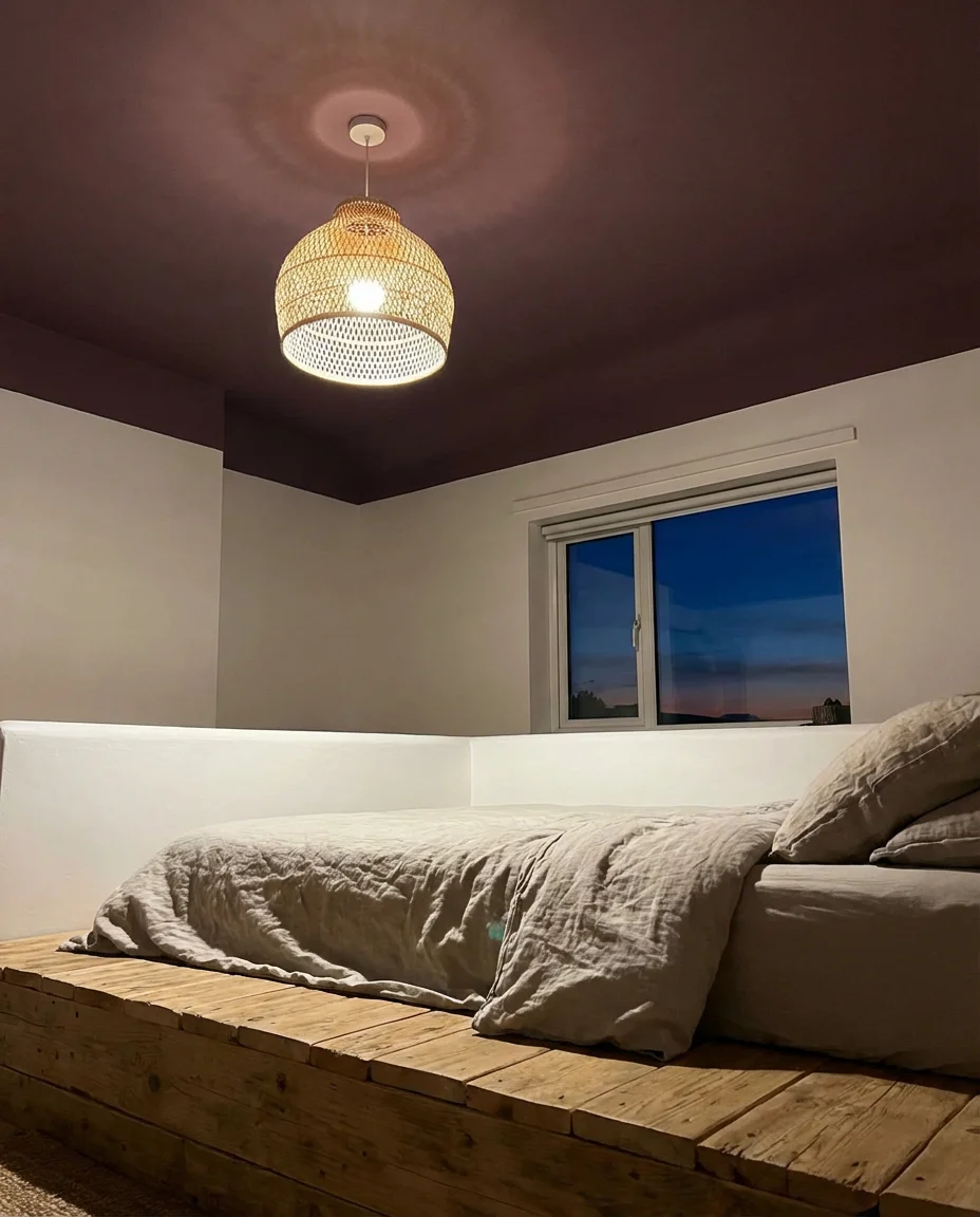 Purple Bedroom Inspo with Statement Ceiling 1