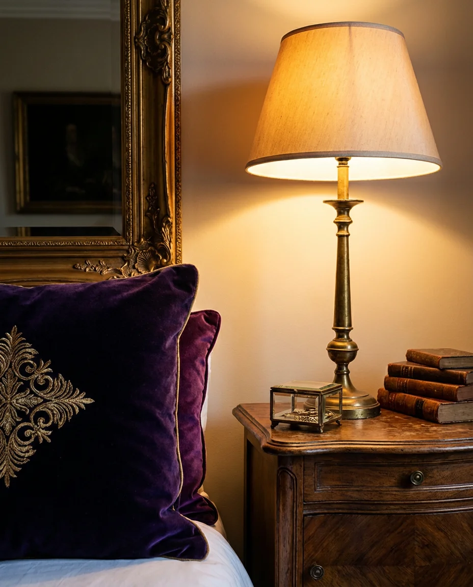 Purple and Gold Maximalist Bedroom Decor 2