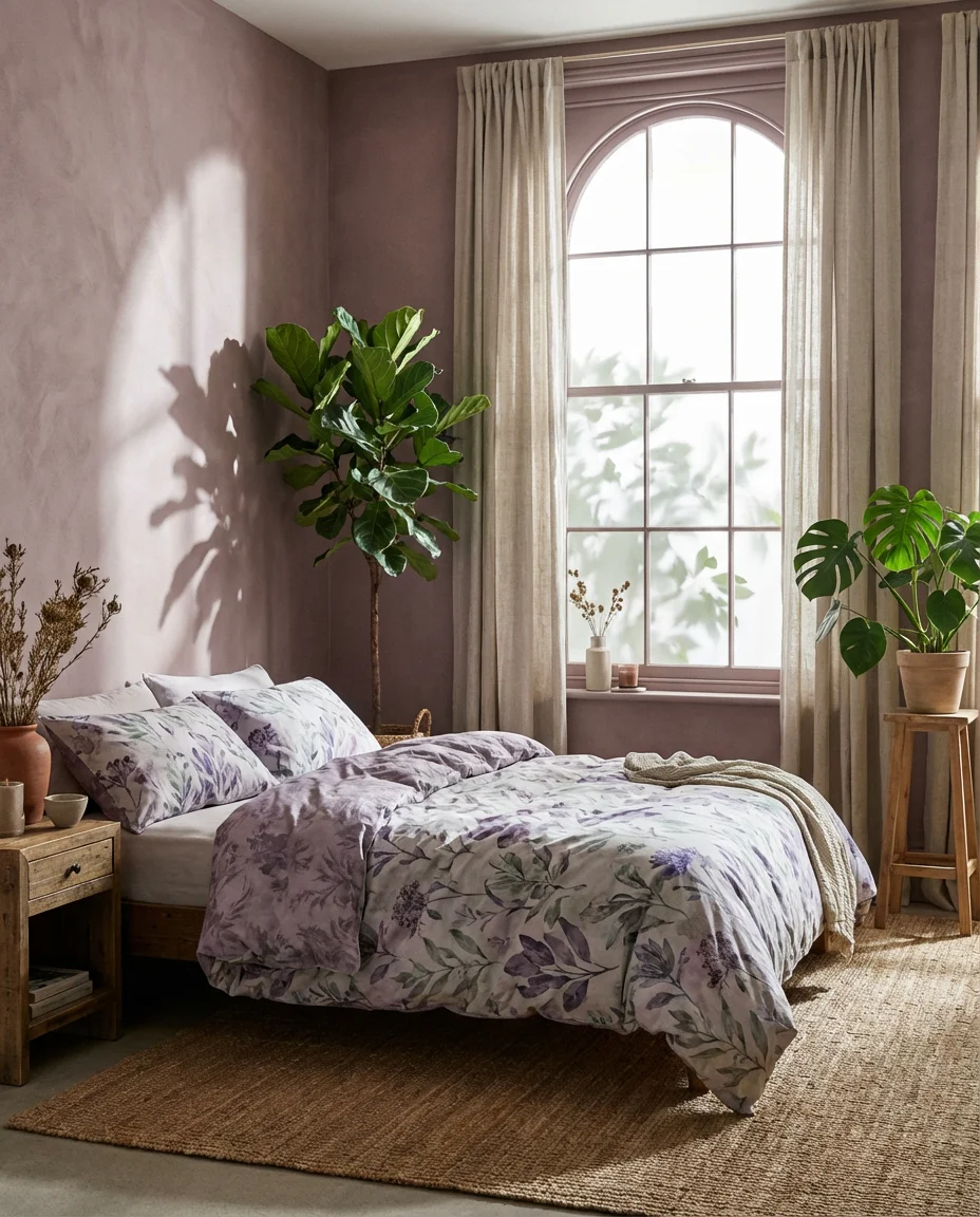 Purple and Green Botanical Bedroom 2