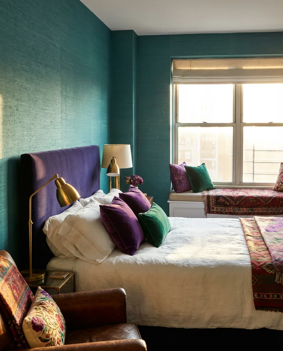 Purple and Teal Jewel-Tone Bedroom 1