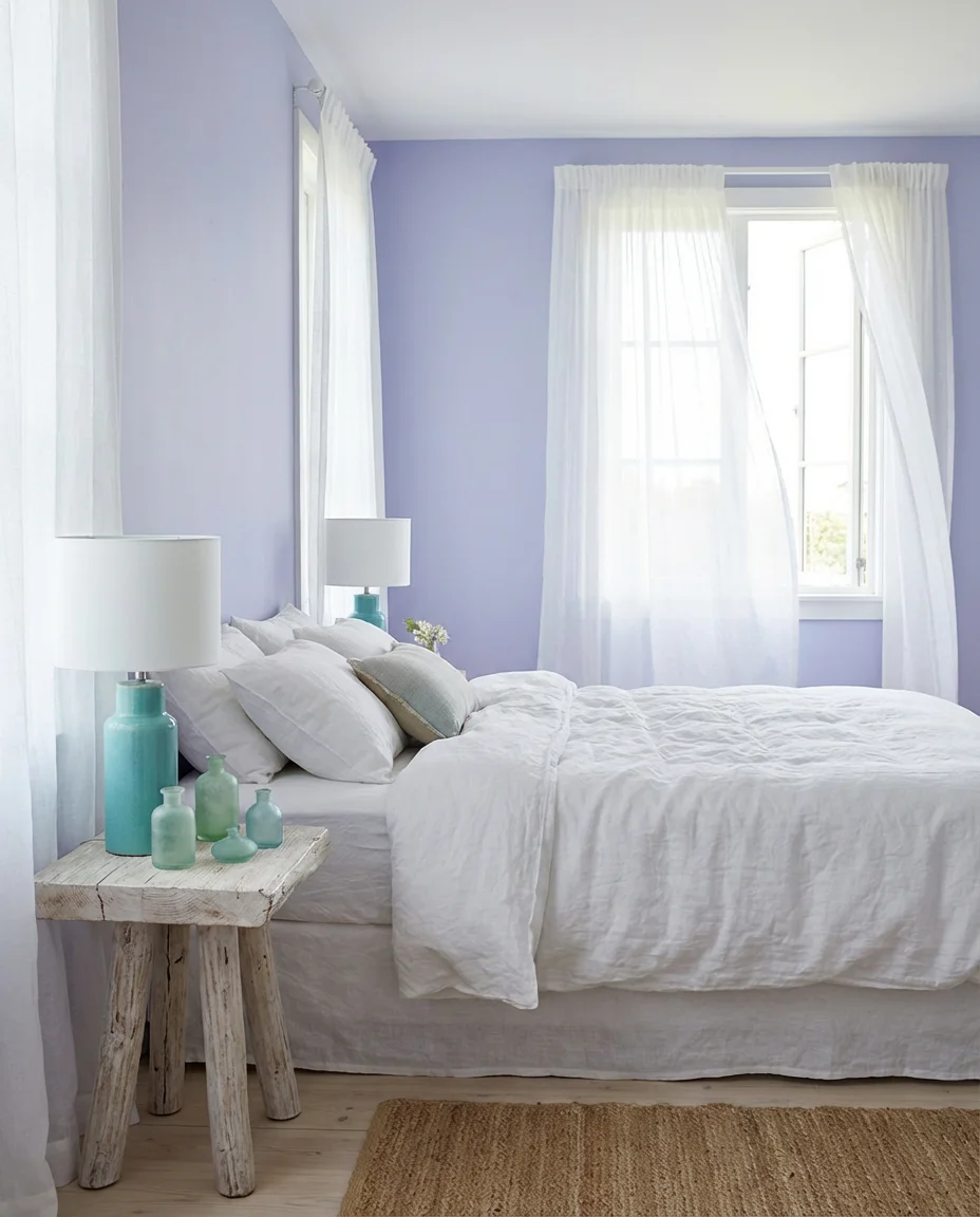 Purple and Turquoise Coastal Bedroom 1