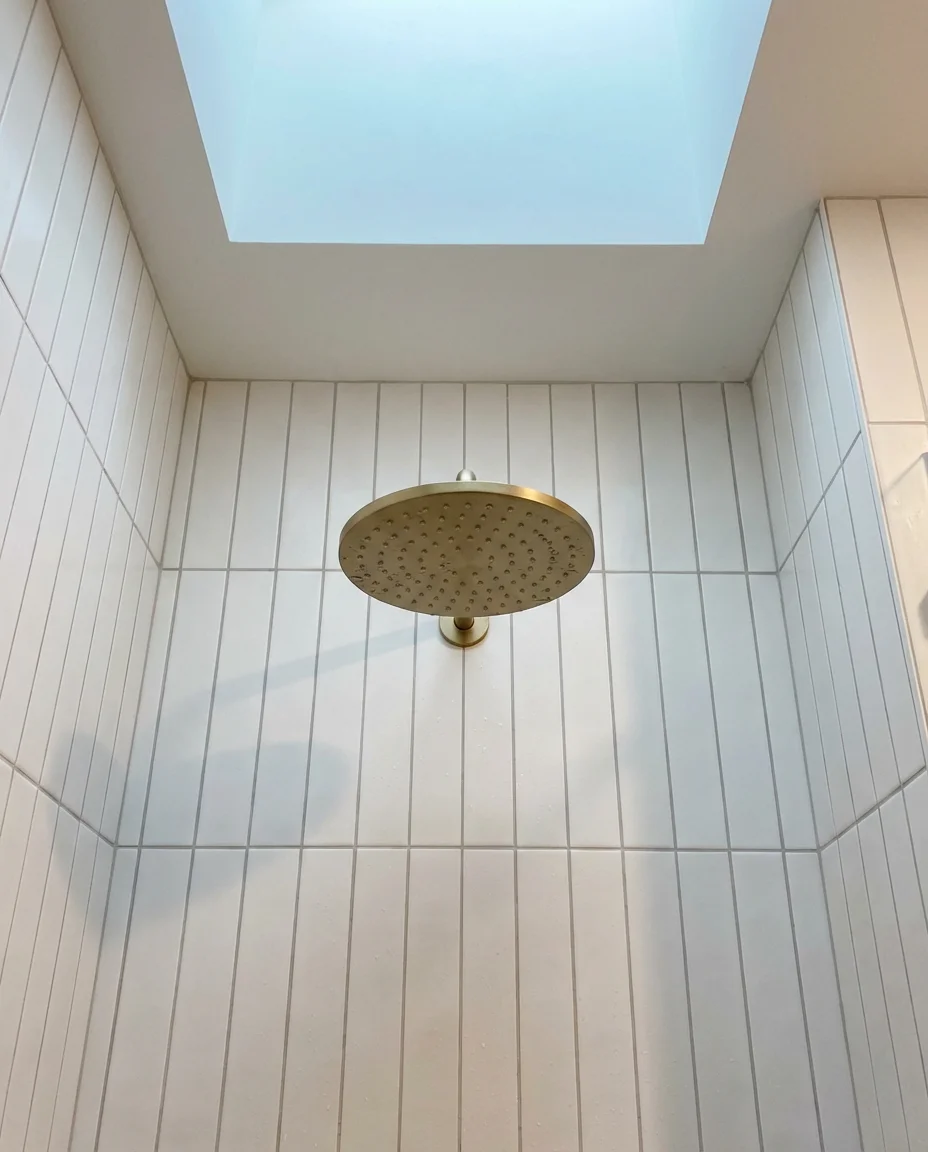 Rainfall Shower With Vertical Subway Tile Stack 2
