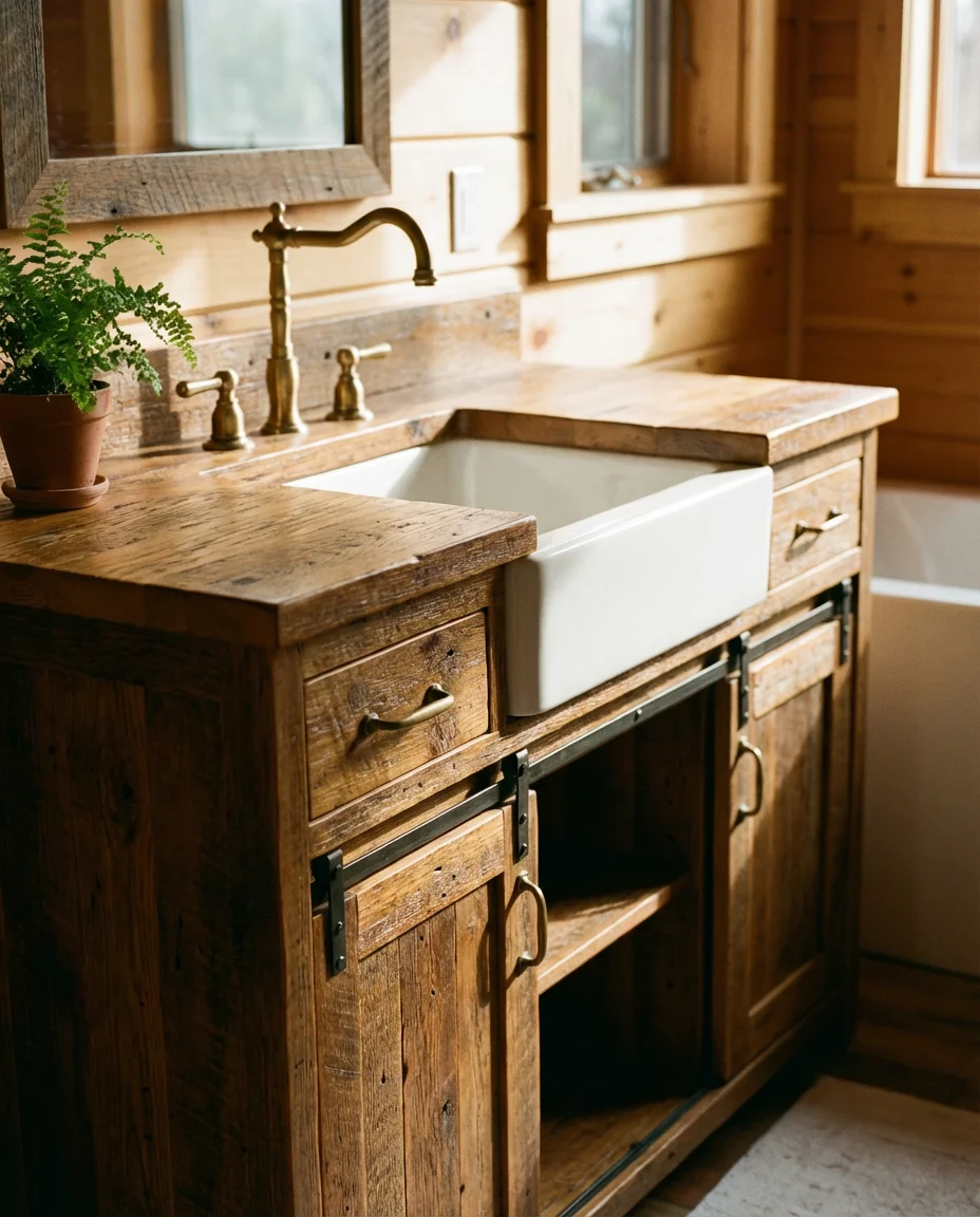 Reclaimed Wood Vanity With Apron Sink 2