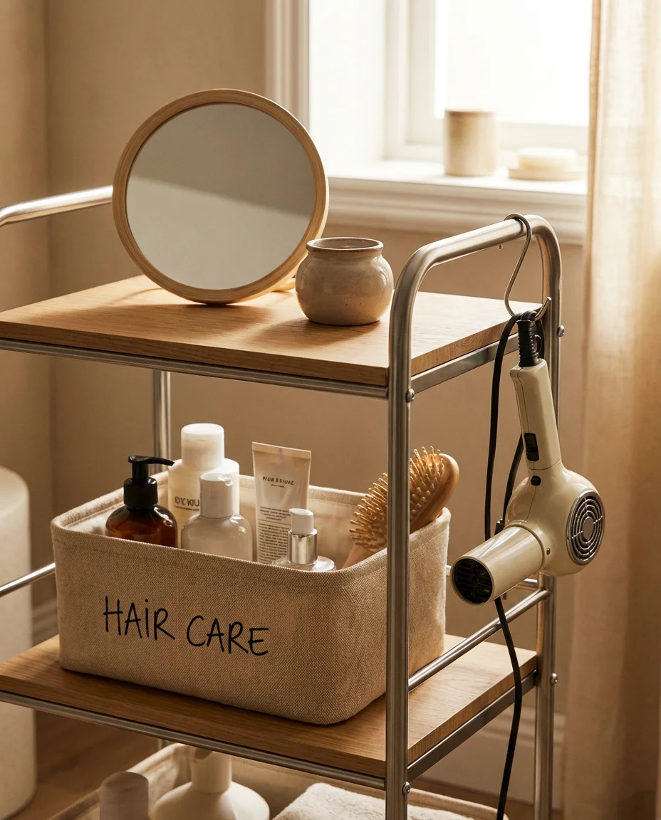 Rolling Cart as Bathroom Storage 2