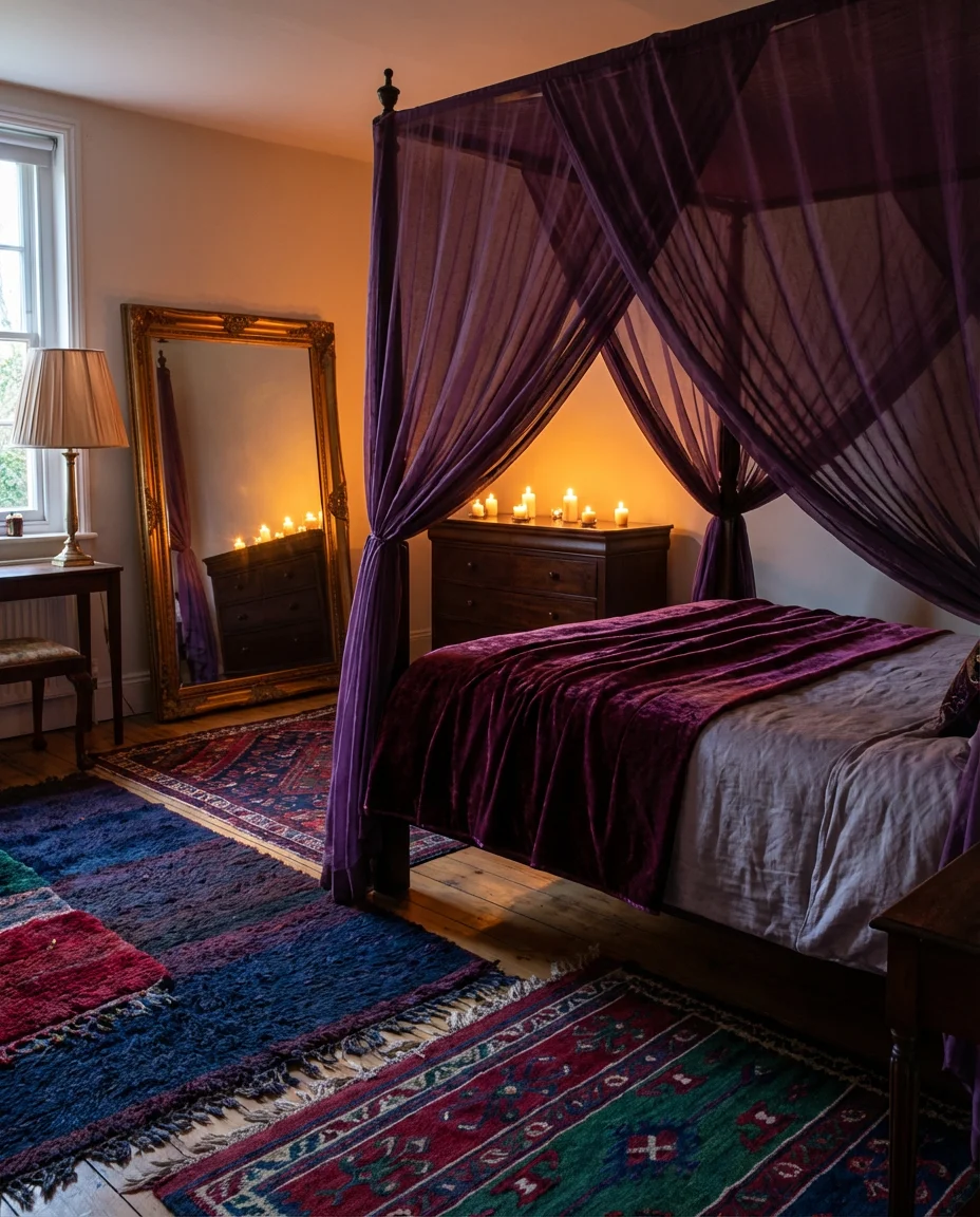 Romantic Purple Bedroom with Canopy Bed 2