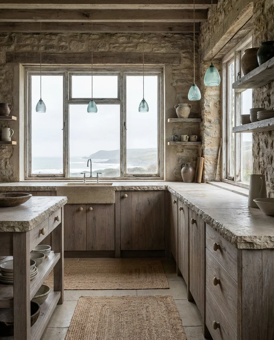 Seaside Kitchen with Driftwood and Natural Stone 1