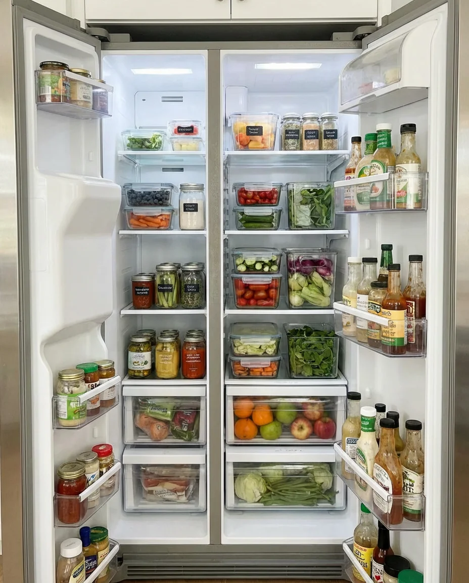 Side by Side Fridge Organization Strategy 1