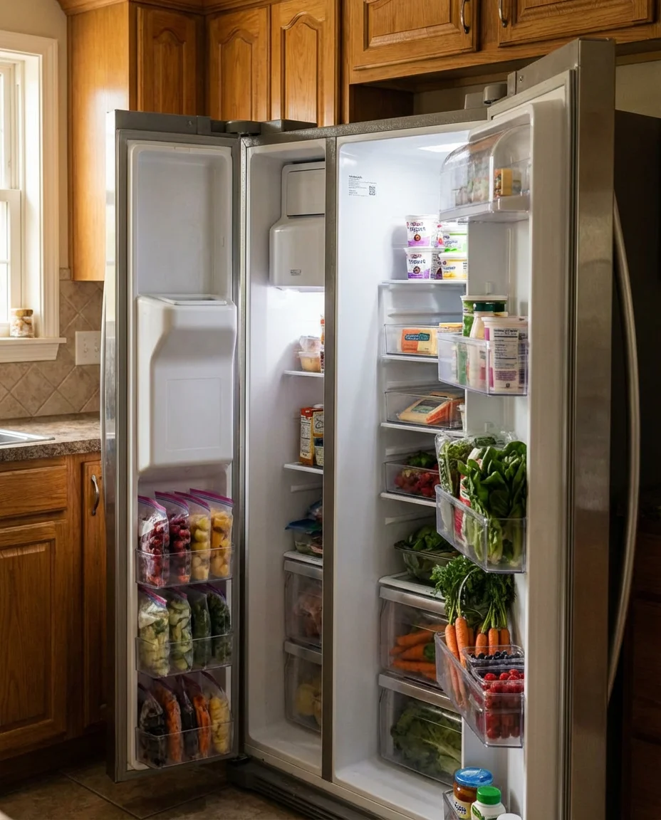 Side by Side Fridge Organization Strategy 2