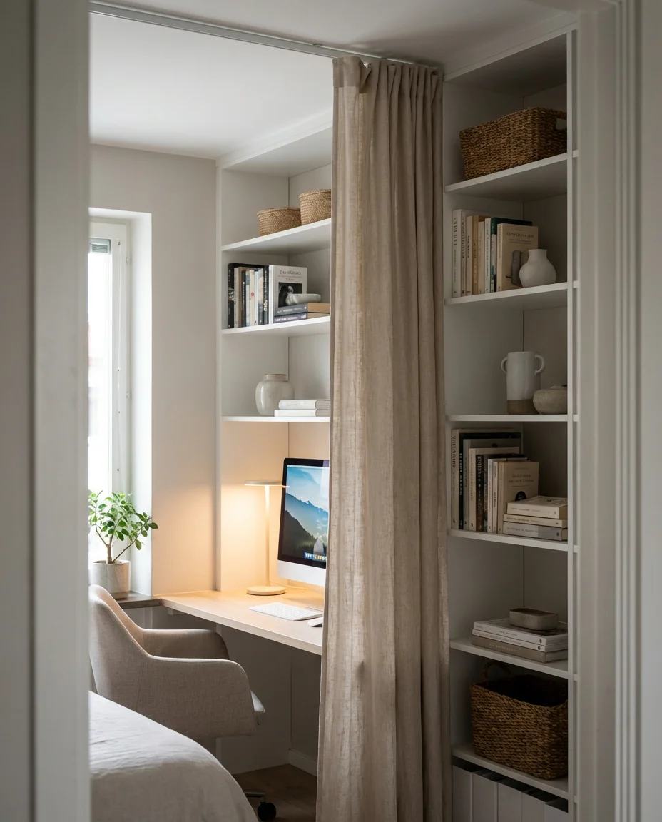 Small Bedroom with a Built-In Study Desk Along One Wall 2