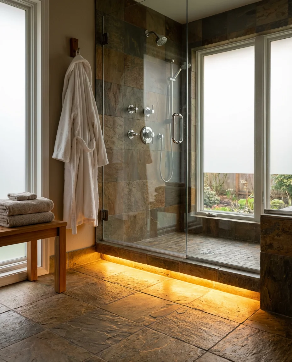 Spa-Style Bathroom with Steam Shower and Heated Floors 2