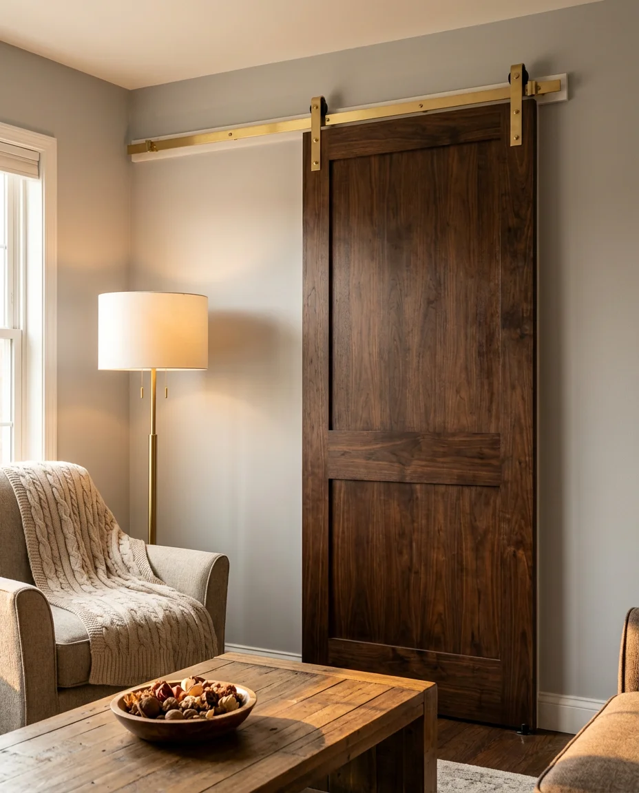 Stained Barn Door in Deep Walnut Tone 1