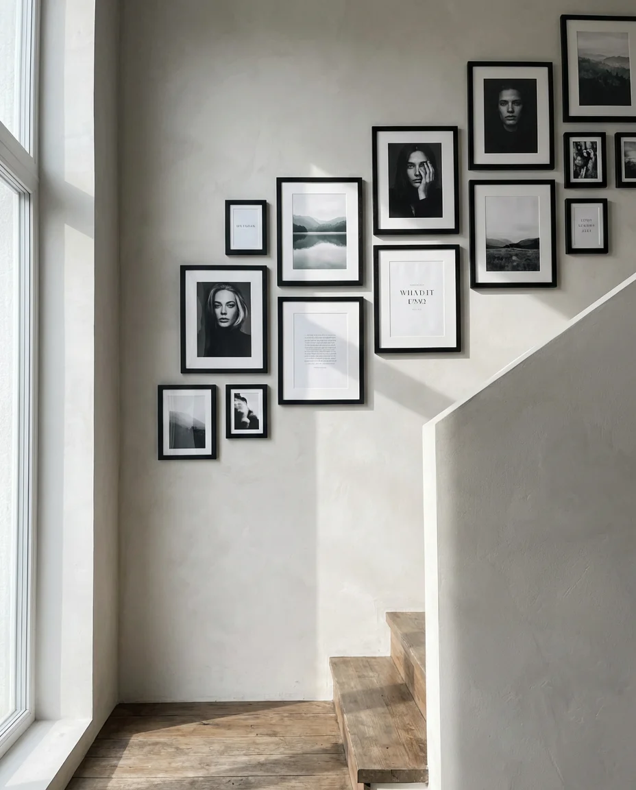 Staircase Gallery Wall with Ascending Frames 1