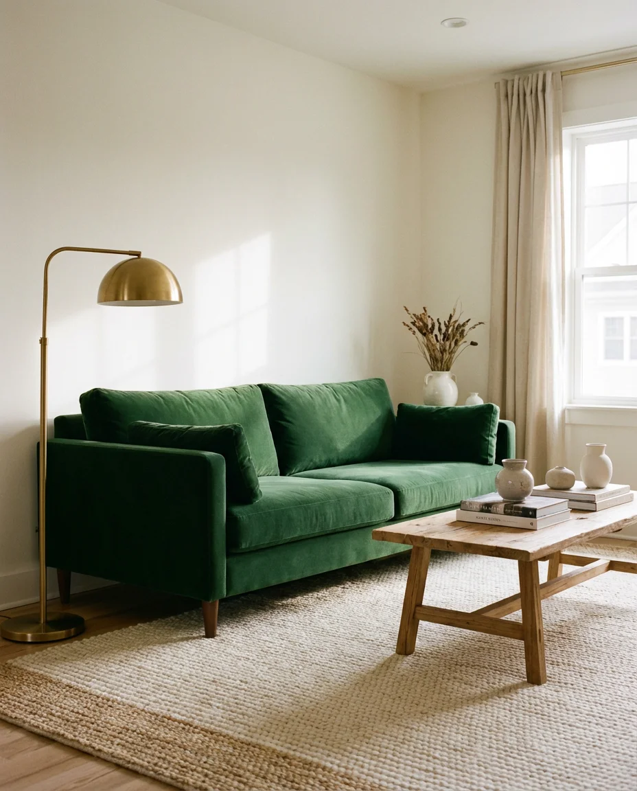 Statement Green Couch as a Focal Point 1