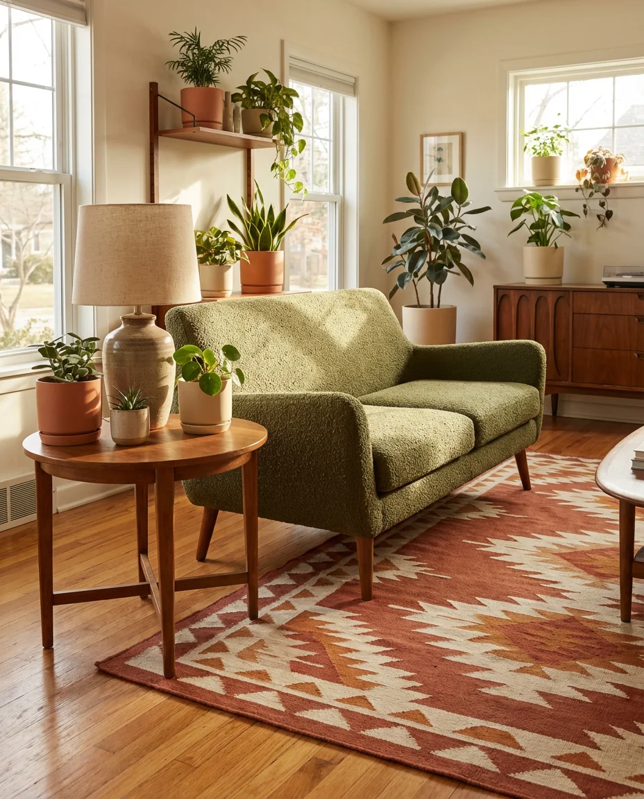 Statement Green Couch as the Room's Anchor 2