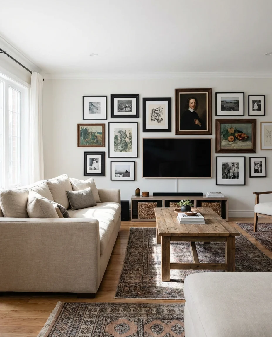 TV Wall Gallery Surrounding a Flat Screen 2