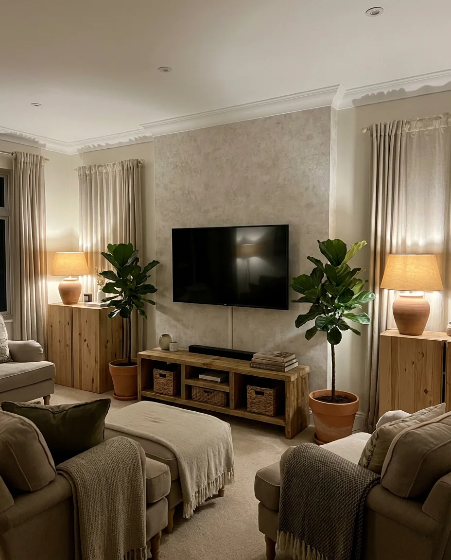 TV Wall Integrated Into a Styled Design Moment 2