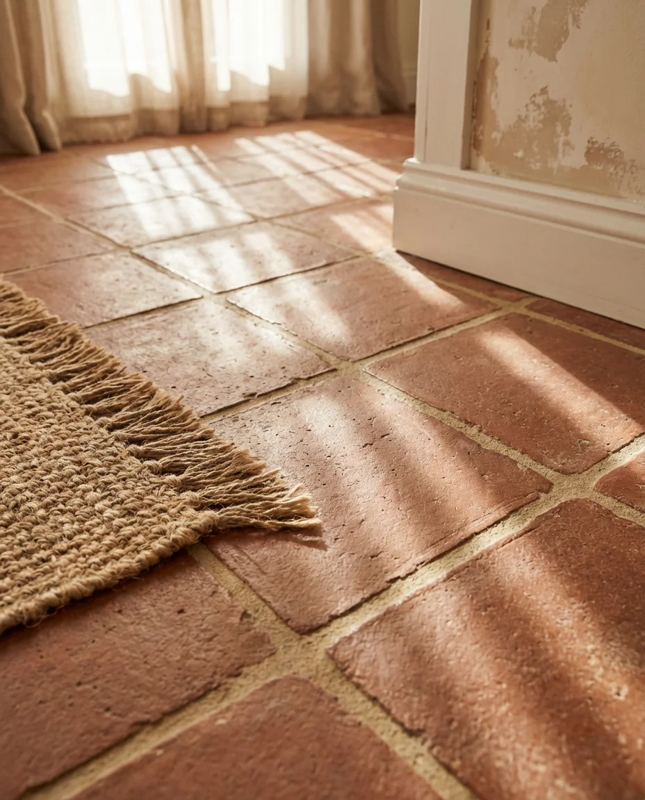 Terracotta and Cream Tile for Warm-Toned Floors 2