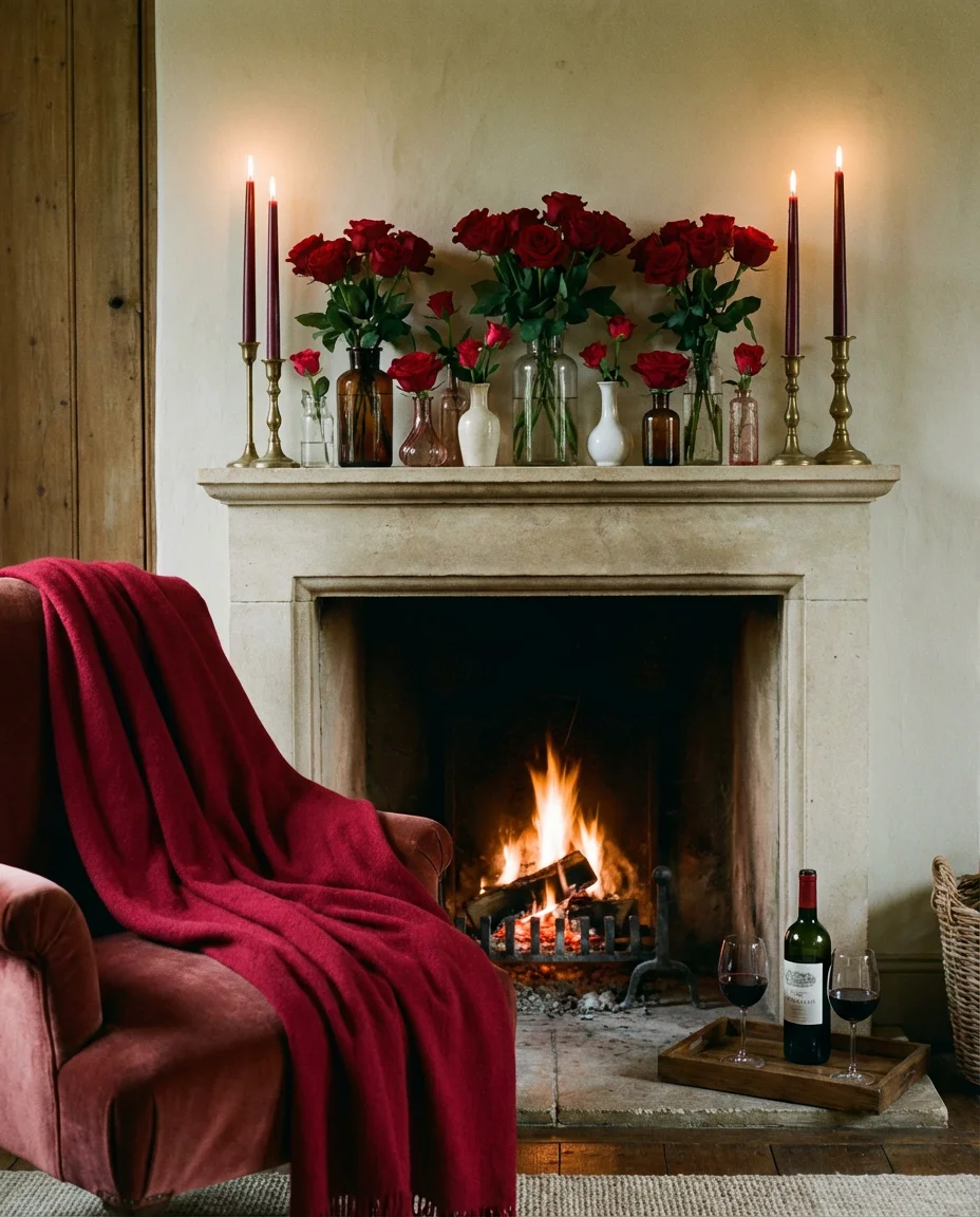 Valentines Day Fireplace Vignette 1
